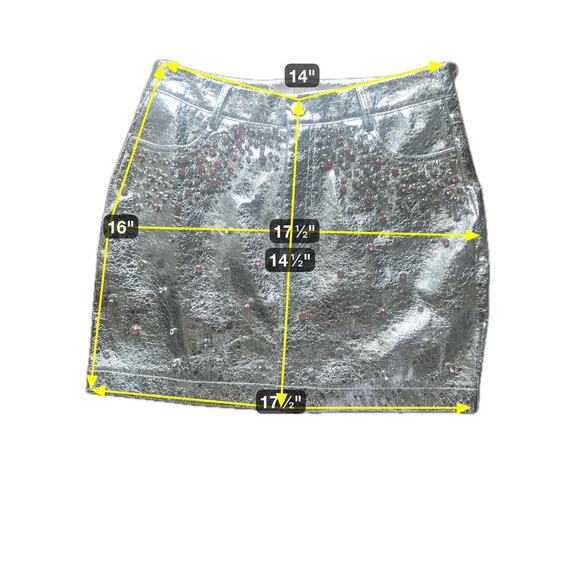 Lizette collection metallic silver skirt embroidered rhinestone. Size-S - Picture 7 of 7